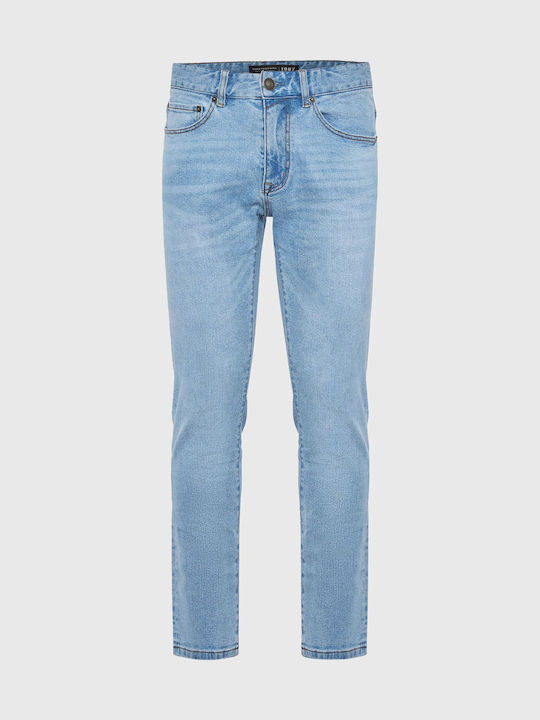 Ανδρικό Παντελόνι Τζιν Ελαστικό με Slim Tapered Εφαρμογή Γαλάζιο
