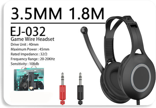 Leewello EJ-032 Over Ear Gaming Headset με σύνδεση 2x3.5mm