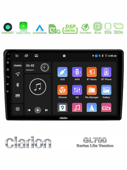 Clarion Car Audio System for Kia Stonic / Rio 2018 (Bluetooth/USB/WiFi/GPS/Apple-Carplay/Android-Auto) with Touch Screen 9"