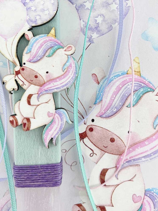 Handgemachte Duftkerze Mädchen Holzsockel Einhorn Luftballons Handgemachte Duftkerze Mädchen Holzsockel Einhorn Luftballons