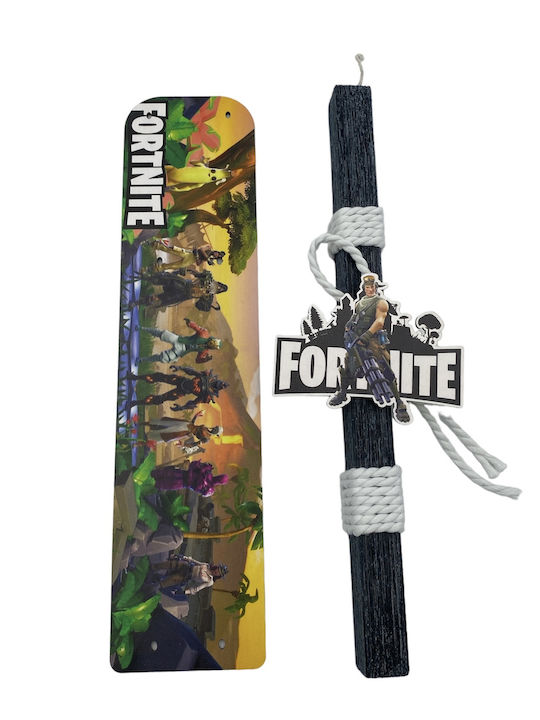 Handgemachte Osterkerze mit Holzmagnet, Fortnite-Thema, schwarzer Duftkerze, 30 cm, wird in Geschenkverpackung geliefert Handgemachte Osterkerze mit Holzmagnet, Fortnite-Thema, schwarzer Duftkerze, 30 cm, wird in Geschenkverpackung geliefert
