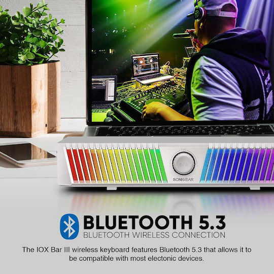 Sonic Gear Iox Bar 3 Ηχεία Υπολογιστή 2.0 με RGB Φωτισμό και Bluetooth Ισχύος 10W Λευκά