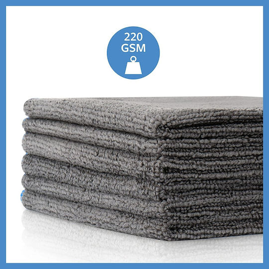 Carbigo Lavete Microfibră de curățenie / Uscare Auto 220gsm Gri 40x30cm 6buc