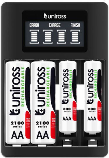 Uniross Φορτιστής 4 Μπαταριών Ni-MH Μεγέθους AA/AAA UNPCU002