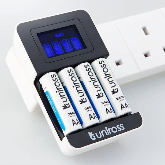 Uniross Φορτιστής 4 Μπαταριών Ni-MH Μεγέθους AA/AAA UNPCU002