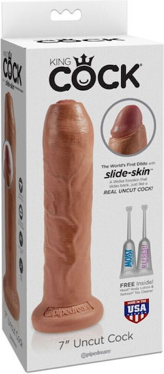 King Cock Uncut Ρεαλιστικό Dildo με Βεντούζα Tan 18cm
