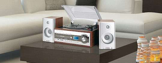 Hyundai RTC182SURIP Turntables with Preamp and Built-in Speakers Silver