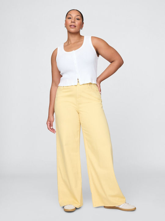 Damenjeans Mittelhohe Taille in Weit geschnittener Linie Straw Yellow