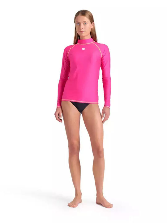 Arena Rash Vest Γυναικεία Μακρυμάνικη Αντηλιακή Μπλούζα Ροζ
