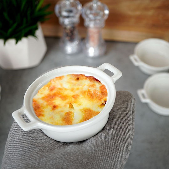 Excellent Houseware Round Heat-Resistant Cookware for Souffle made of Porcelain 13x10x4cm 3 Pieces
