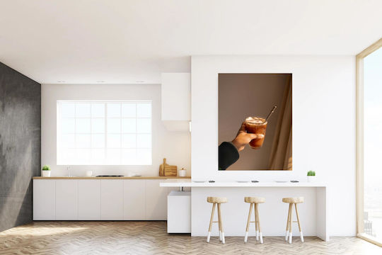 Πίνακας Hand Holding Glass Iced Coffee Χέρι Κρατά Ένα Ποτήρι Παγωμένο Καφέ 80x120