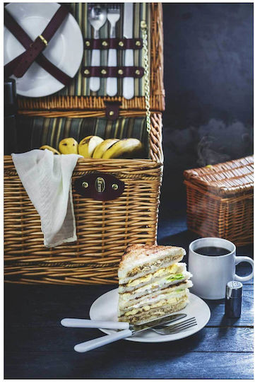 Painting Picnic Basket Sandwich Coffee 80x120