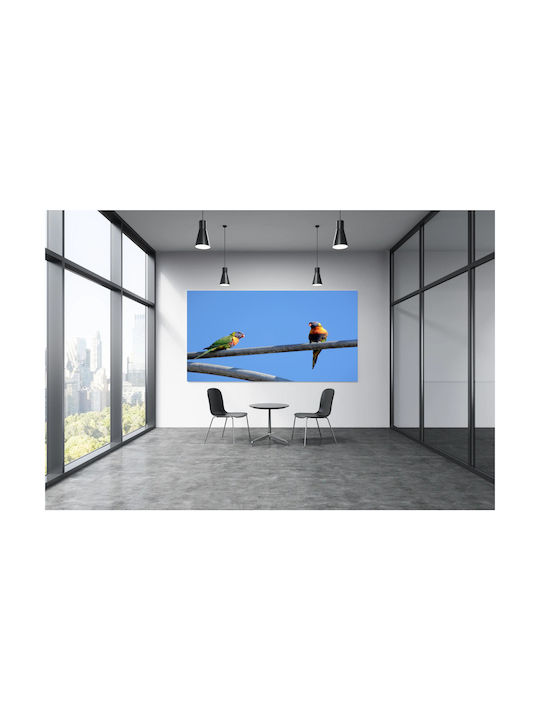 Πίνακας Parrots On A Metal Bar Παπαγάλοι Μεταλλική Μπάρα 90x60