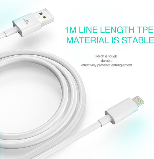 Leewello SJX-209 USB to Lightning Cable Λευκό 1m