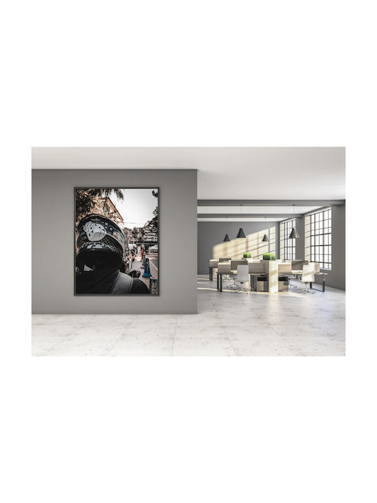 Motorcyclist In Urban Traffic Painting 80x120