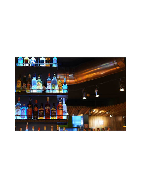 Illuminated Bottles On A Bar Shelf Painting 120x80