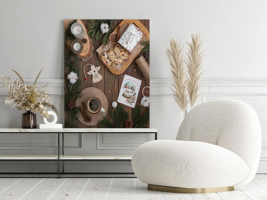 Painting Christmas Still Life Cake Coffee 80x120