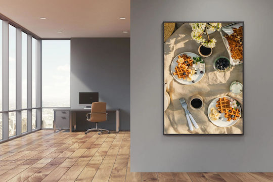 Pictură Vafe și Cafea pe o Masă de In cu Dimensiunile 80x120