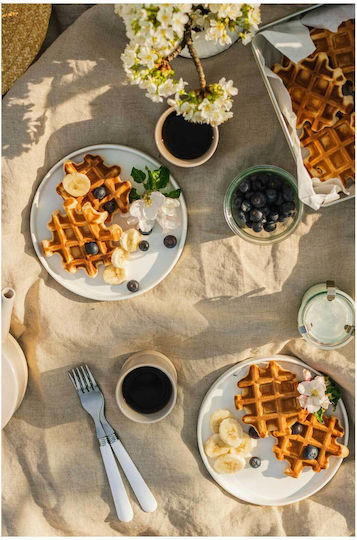 Waffeln Kaffee auf einem Leinentisch Gemälde 100x150
