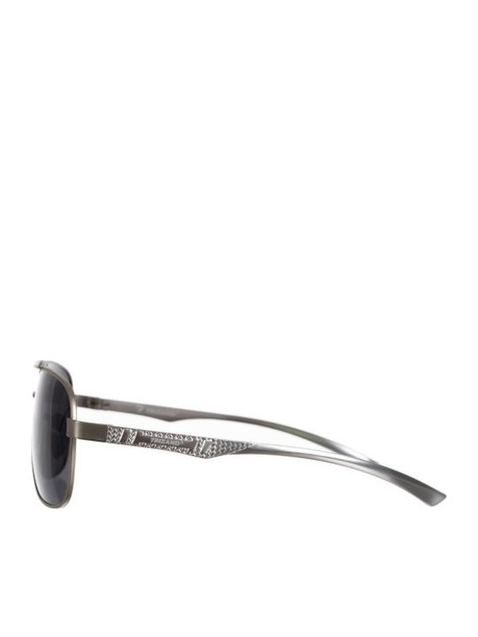 Trizand Herren Sonnenbrille mit Gray Metall Gestell und Schwarz Polarisiert Linse