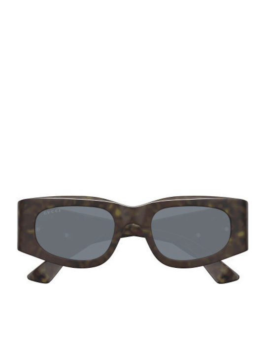 Gucci Women's Sunglasses with Brown Tartaruga Plastic Frame and Blue Lens GG1664S 003