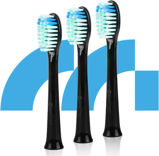 Set 3x Capete de Periuță de Dinți Sonic Universale Maltec Peri Densi Ideal pentru Dinți Sensibili Gingii Negru