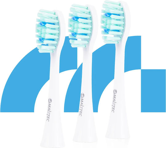Set 3x Capete de Periuță de Dinți Sonic Universale Maltec Toothie X1 Peri Densi Ideal pentru Dinți Sensibili Gingii Alb