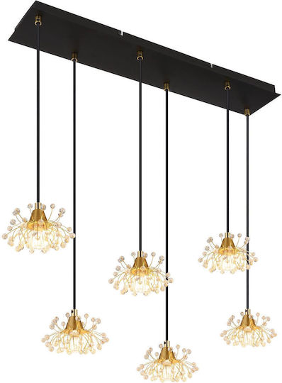 Globo Lighting Κρεμαστό Φωτιστικό Διάφανο με Κρύσταλλα για 6 Λαμπτήρες G9