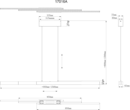 Globo Lighting Κρεμαστό Φωτιστικό Ασημί