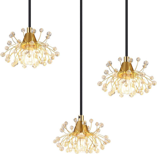 Globo Lighting Κρεμαστό Φωτιστικό Διάφανο με Κρύσταλλα για 6 Λαμπτήρες G9