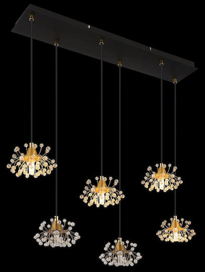Globo Lighting Κρεμαστό Φωτιστικό Διάφανο με Κρύσταλλα για 6 Λαμπτήρες G9