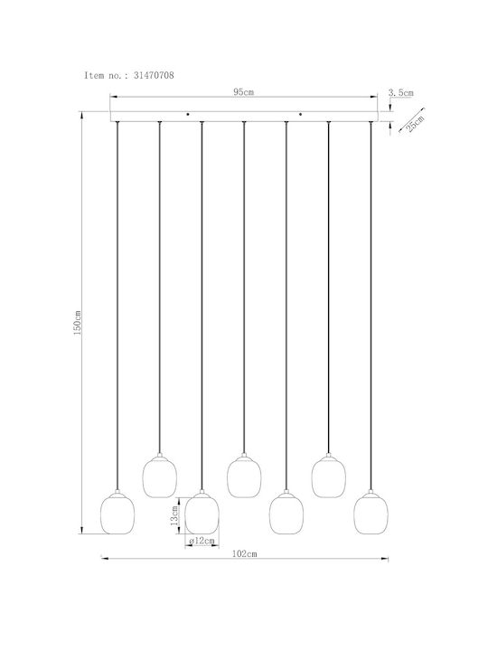 Globo Lighting Κρεμαστό Φωτιστικό Μαύρο