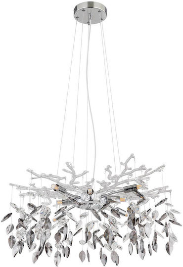 Globo Lighting Ceiling Light Transparent with Crystals for 8 G9 Bulbs