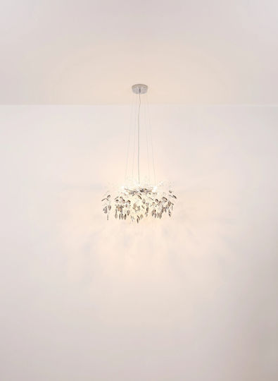 Globo Lighting Ceiling Light Transparent with Crystals for 8 G9 Bulbs