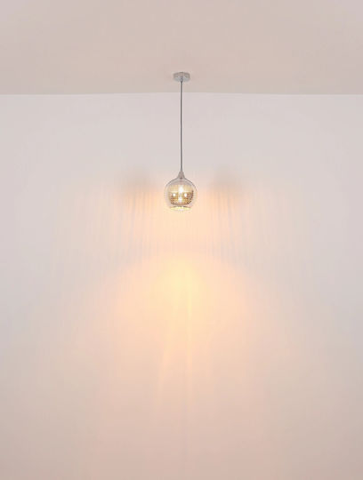 Globo Lighting Κρεμαστό Φωτιστικό Ασημί Μπάλα με Ντουί E27 25x25εκ.