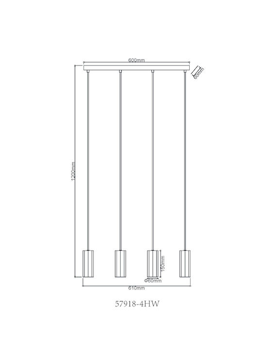 Globo Lighting Κρεμαστό Φωτιστικό Λευκό