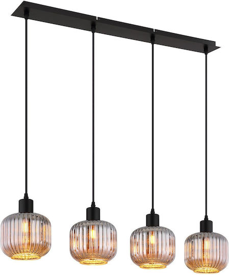 Globo Lighting Black Ceiling Light for 4 E14 Bulbs 15x120cm