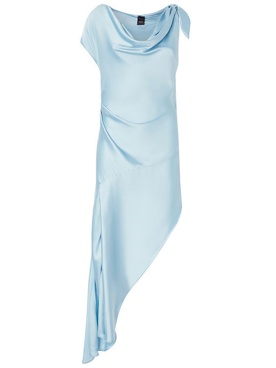 Asymmetric Verdone Summer Maxi Dress for Wedding - Christening Drape Blue