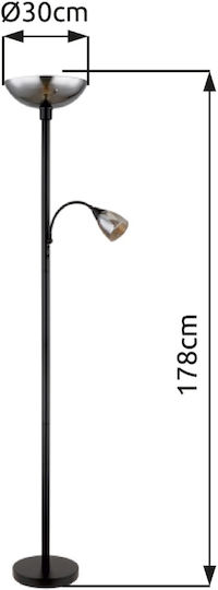 Globo Lighting Floor Lamp H178xL30cm with Lamp Bulb Base E27 Black