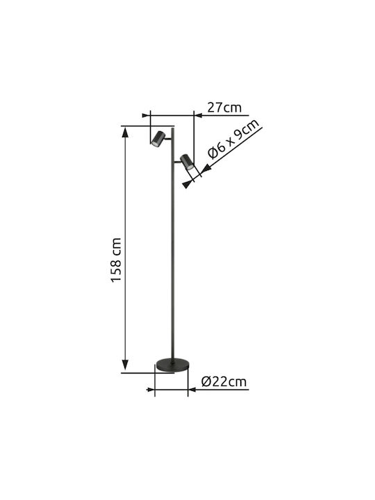 Globo Lighting Floor Lamp with Socket for Bulb GU10 Gray