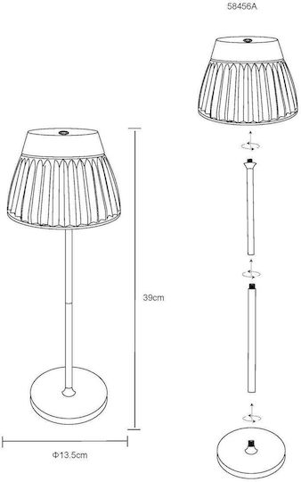 Globo Lighting Μεταλλικό Πορτατίφ LED με Γκρι Καπέλο και Βάση