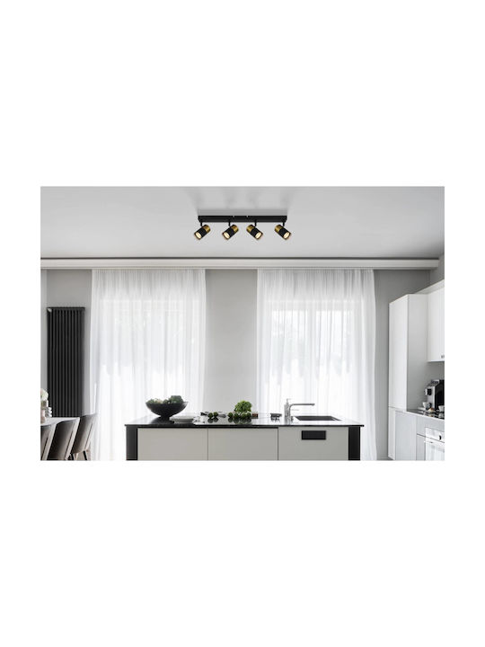 Globo Lighting Σποτ με 4 Φώτα σε Μαύρο Χρώμα