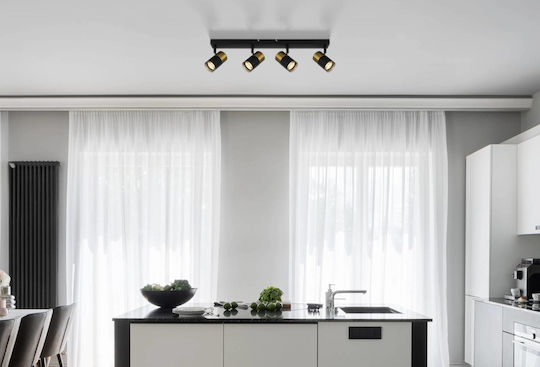 Globo Lighting Spot With 4 Lights And GU10 Lamp Adapter In Black Colour