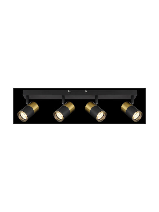 Globo Lighting Σποτ με 4 Φώτα σε Μαύρο Χρώμα
