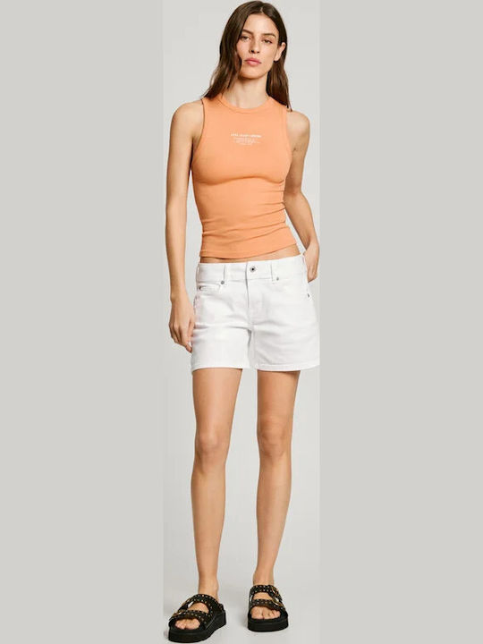 Viv Rib Top Γυναικεία Καλοκαιρινή Μπλούζα Βαμβακερή Αμάνικη Washed Orange, Πορτοκαλι