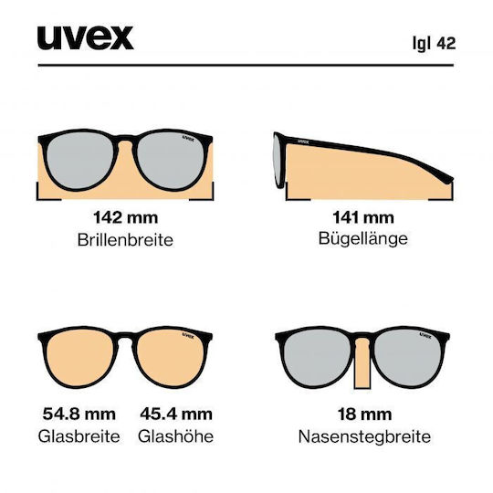 Uvex Cycling Glasses with Black Frame & Transparent / Mirror Lenses
