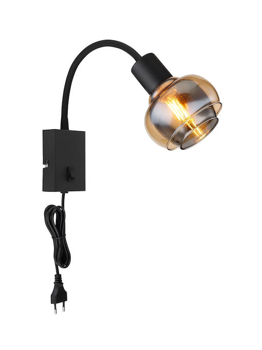 Globo Lighting Φωτιστικό Τοίχου με Ντουί E14 και Διακόπτη Μαύρο 10.5x46.5εκ.