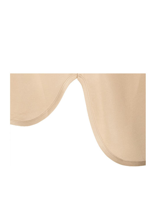 Women's Blouse Satin Short Sleeve Beige