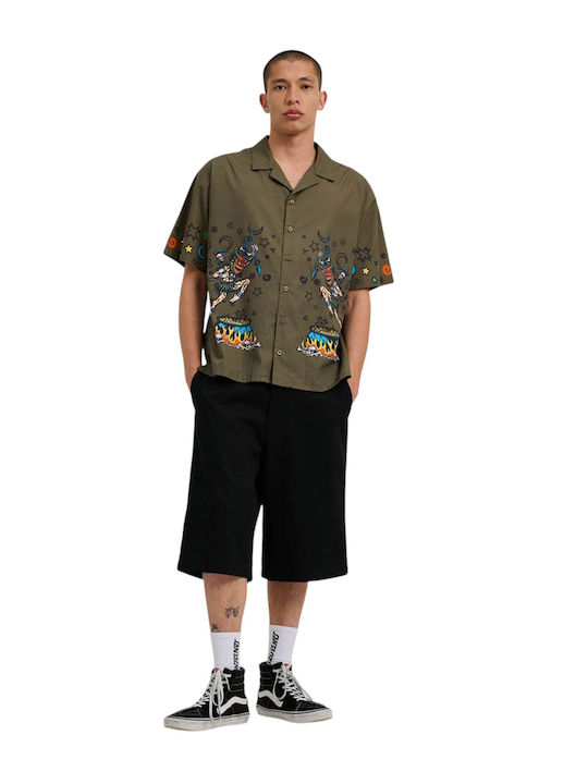 Short-sleeved Cotton Shirt Uniform Green, Olive
