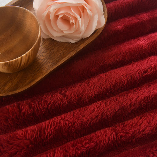 To megalo pazari Velvet Single Blanket 160x240cm Velvet Burgundy